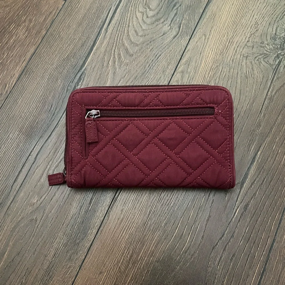 Vera Bradley Quilted Zip-Around Wallet in Wine (Burgundy) - Picture 2 of 3
